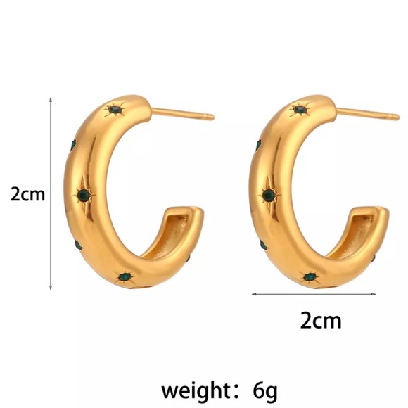 New 18K Gold Shining Star Shape Hoop Earrings, wonderful Earrings, wow Earrings - Picture 6 of 6